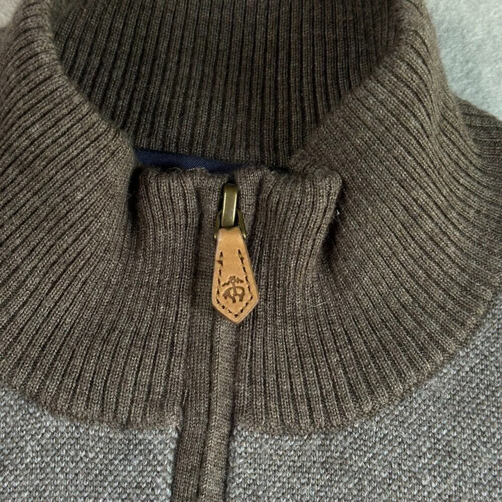 Brooks Brothers 100% Merino Wool Sweater L Brown Quarter Zip Pullover Italy Yarn